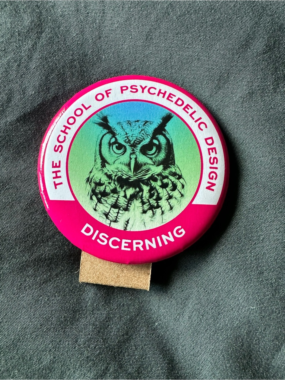 School Of Psychedelic Design Pin 2” Pink White Art